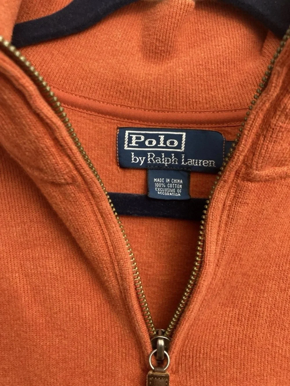 8-27 Polo Ralph Lauren Mens Sweater Orange Cotton XL preppy Quarter Zip
